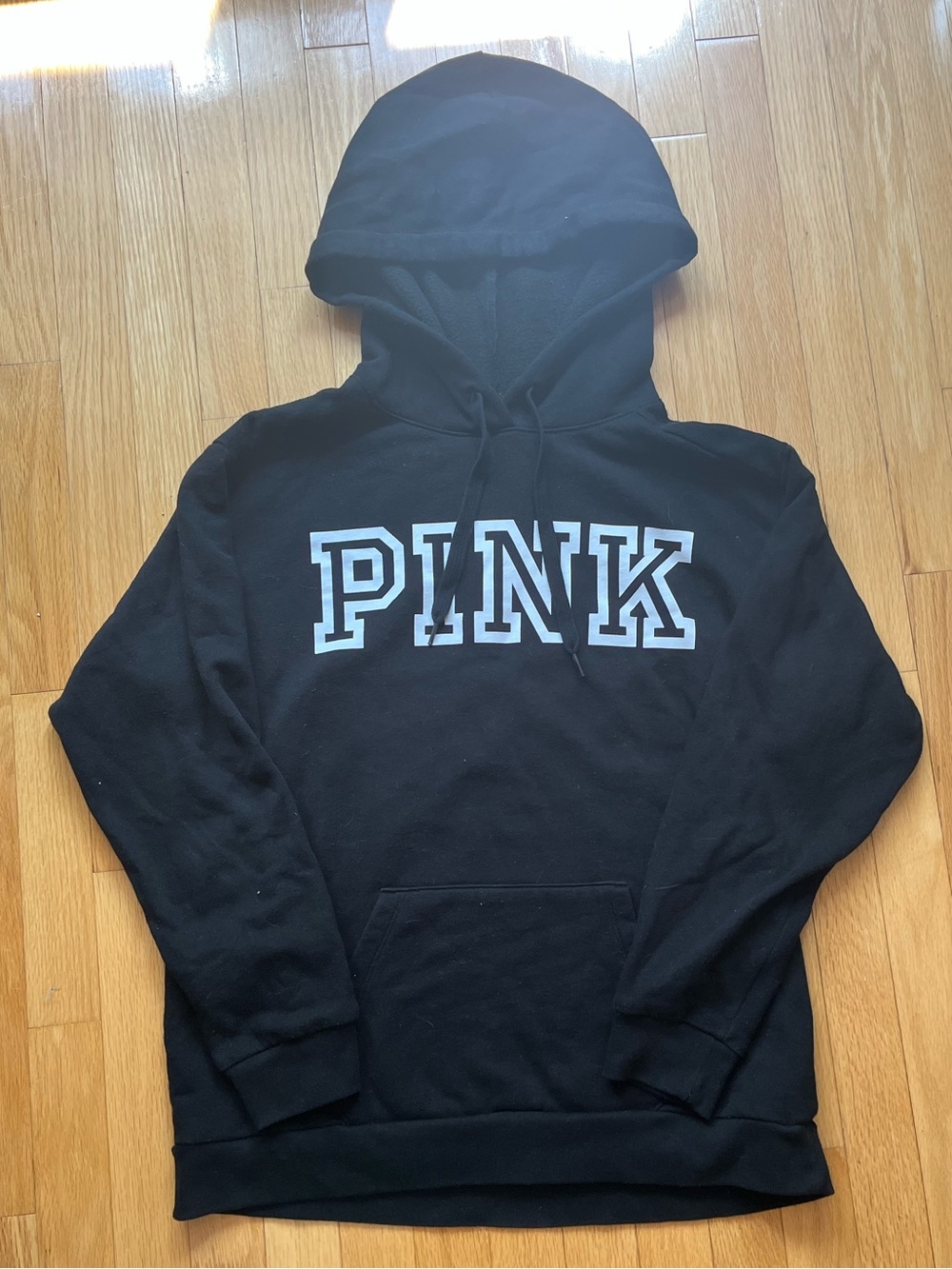 VS PINK hoodie in black with white text